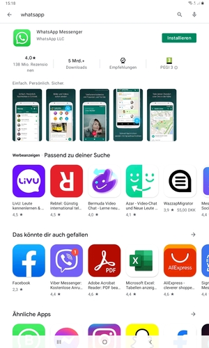 Wählen Sie die App