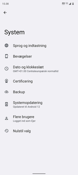 Vælg Systemopdatering