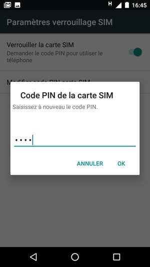 Veuillez confirmer votre nouveau code PIN et sélectionner OK