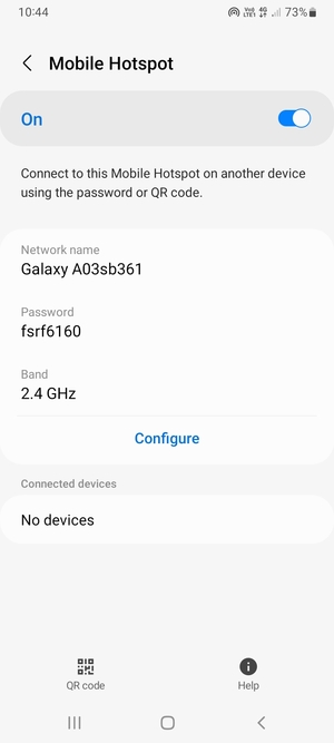 Your phone is now set up for use as a modem