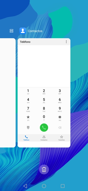 Seleccione el icono Eliminar para cerrar todas las aplicaciones en ejecución