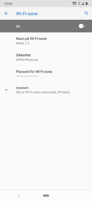 Velg Passord for Wi-Fi-sone