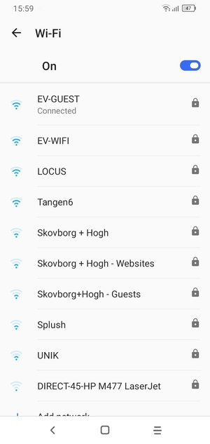 You are now connected to the Wi-Fi network
