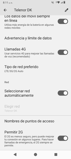 Desplácese y seleccione Nombres de puntos de acceso