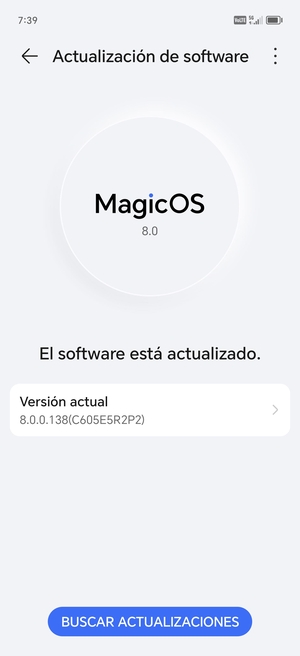Si su teléfono está actualizado, verá la siguiente pantalla