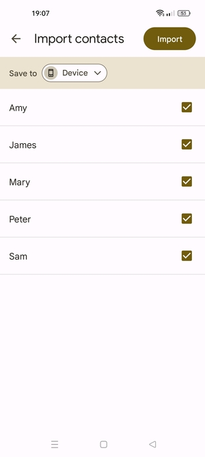 Select the v button