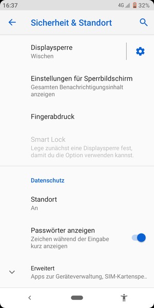 Scrollen Sie und wählen Sie Standort