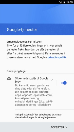 Vælg ACCEPTÉR