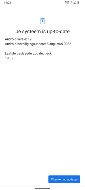 Als uw telefoon up-to-date is, zult u het volgende scherm zien