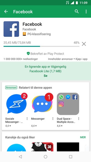 Vent til installasjonen er ferdig