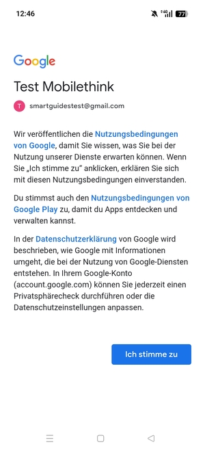 Wählen Sie Ich stimme zu