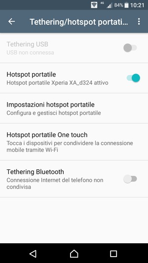Il telefono è ora pronto per essere usato come modem
