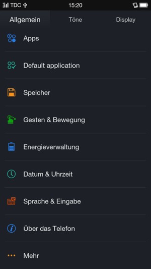 Scrollen Sie und wählen Sie Über das Telefon