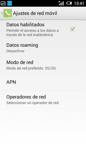 Seleccione Modo de red