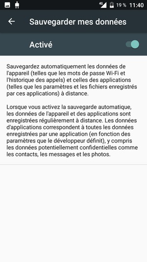 Sélectionnez le bouton Retour