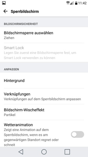 Wählen Sie Bildschirmsperre auswählen