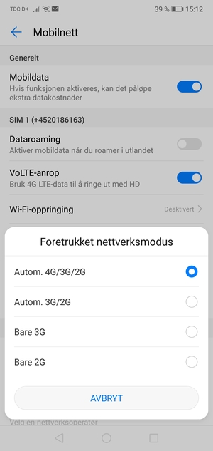 Velg foretrukket alternativ