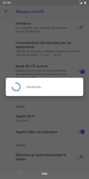 Veuillez attendre la fin de la recherche