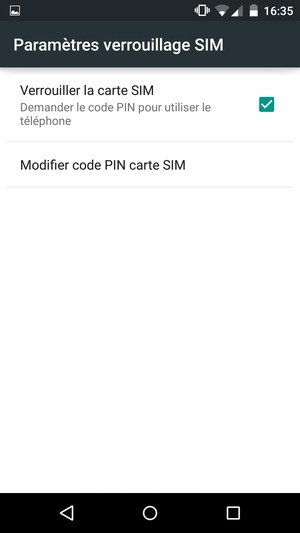 Sélectionnez Modifier code PIN carte SIM
