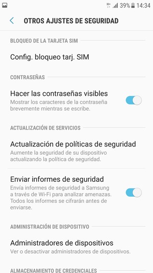 Seleccione Config. bloqueo tarj. SIM