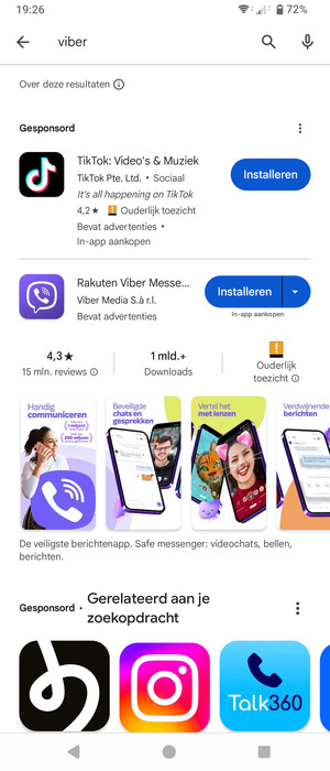 Selecteer de app