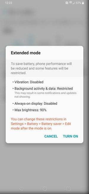 Select TURN ON