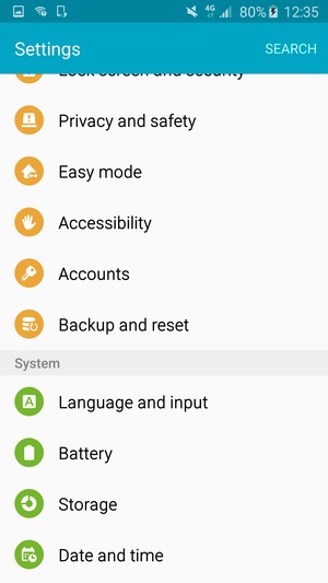 Scroll to and select Accounts