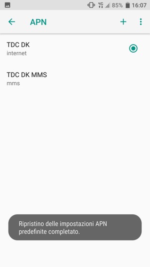 Le impostazioni del tuo telefono saranno ripristinate secondo le impostazioni internet e MMS predefinite