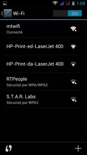 Vous êtes maintenant connecté au réseau Wi-Fi