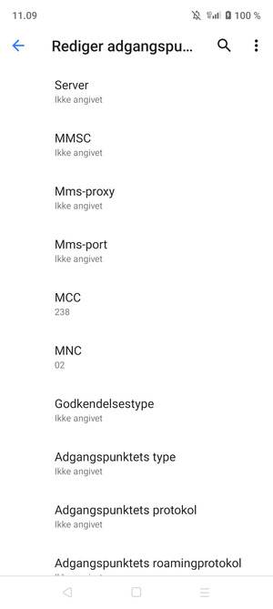 Scroll ned og indtast MMS-oplysninger