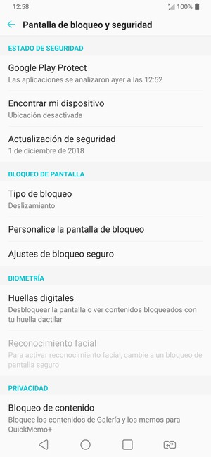 Seleccione Tipo de bloqueo