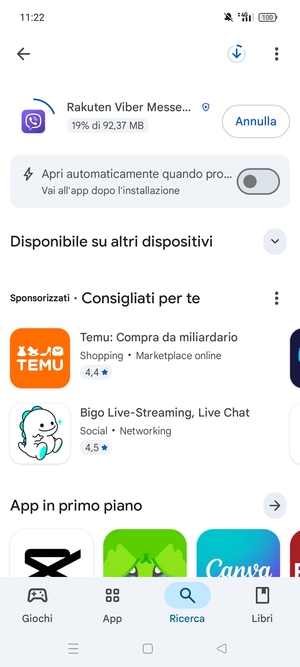 Attendi il completamento del processo di installazione
