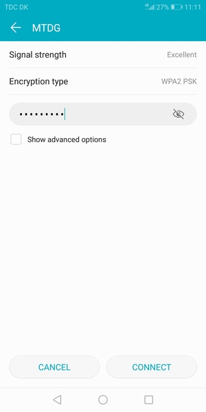 Enter the Wi-Fi password and select CONNECT