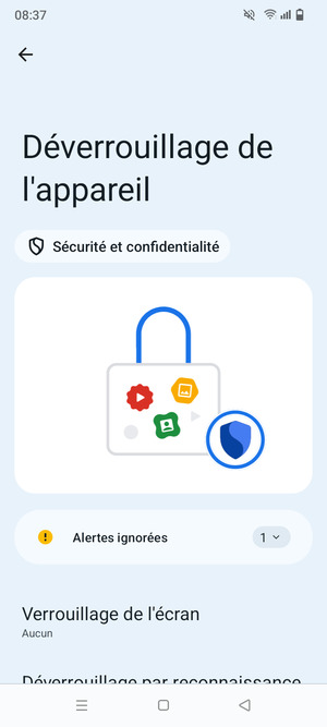 Sélectionnez Verrouillage de l'ecran