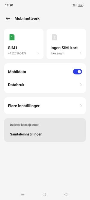 Velg SIM1 eller SIM2