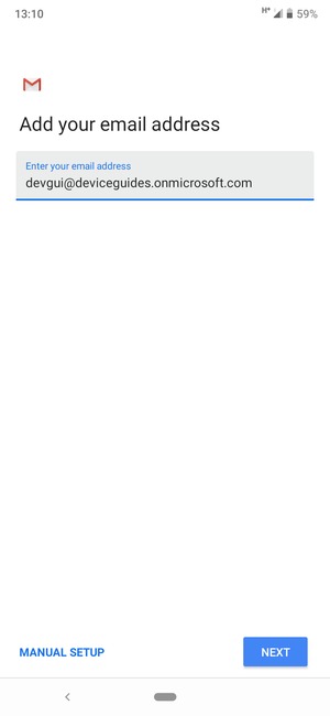 Enter your Email address and  select MANUAL SETUP