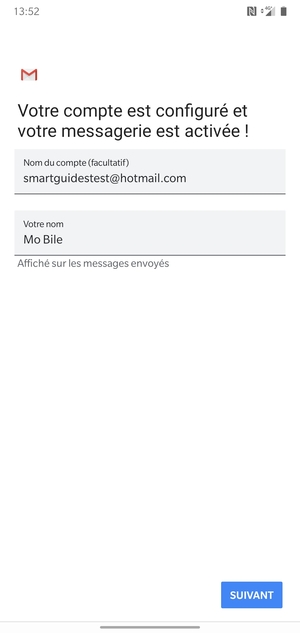 Donnez un nom à votre compte et saisissez votre nom. Sélectionnez SUIVANT