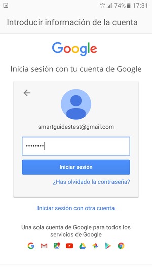 Introduzca su contraseña de Gmail y seleccione Iniciar sesión