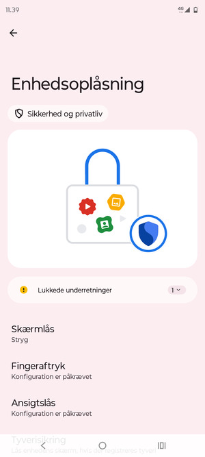 Vælg Skærmlås