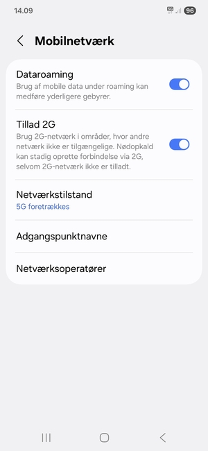 Slå Dataroaming til eller fra