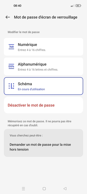Votre téléphone est maintenant sécurisé par un écran de verrouillage