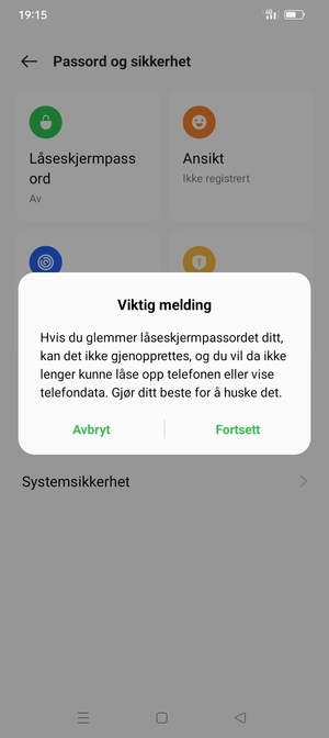 Velg Fortsett