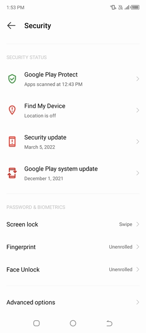 To change the PIN for the SIM card, go to the Security menu and select Advanced options