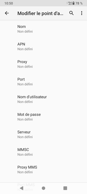 Saisissez les informations Internet