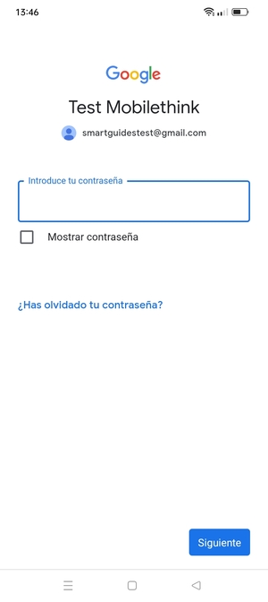 Introduzca su contraseña y seleccione Siguiente