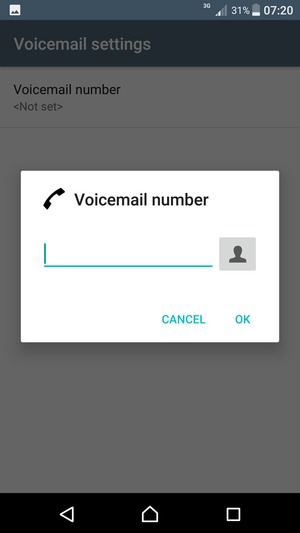 Enter the Voicemail number and select OK