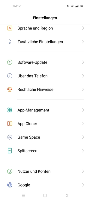 Scrollen Sie und wählen Sie Software-Update