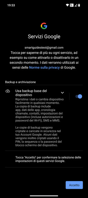 Seleziona Accetto