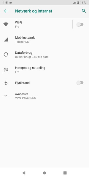 Vælg Mobilnetværk