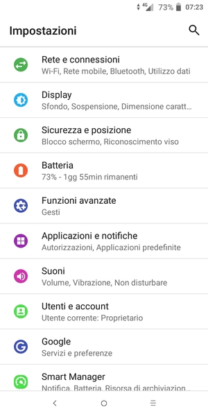 Seleziona Rete e connessioni